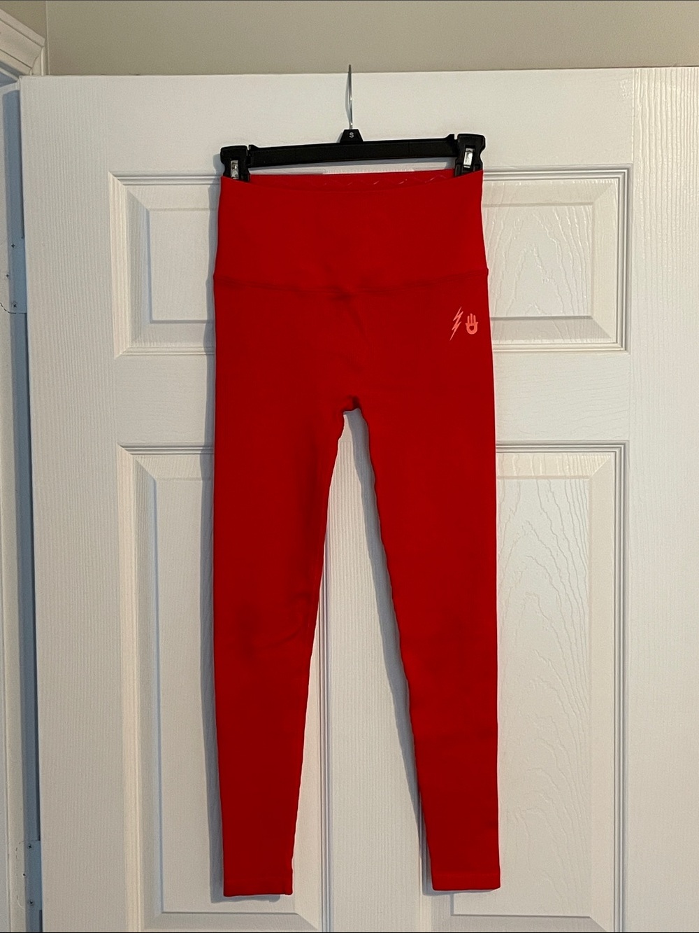 Spiritual Gangster Red High-Waist Leggings with Subtle Logo